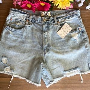 Makai Distressed Cut Off High Rise Side Slit Shorts Size 30 Playa Paraiso